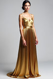 Vestido de fiesta dorado con tirantes finos de tirantes finos