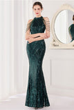 Mermaid Halter Dark Green Selents Long Prom Dress