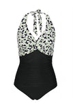 Estampado Halter One Piece Traje de baño
