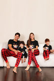Rojo conjunto de pijama familiar a juego de cuadros de manga corta.