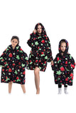 Sudadera con capucha portátil de gran tamaño de fresa negra para la familia.