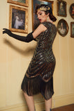 Golden Gatsby Glitter Fringe 1920s Flapper Vestido