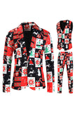 Árbol de Navidad Rojo Impreso 3 Piezas Trajes de Hombre