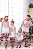 Pijama navideño familiar a juego con estampado gris de manga larga
