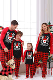 Conjuntos de pijamas con estampado navideño de cuadros rojos con perro