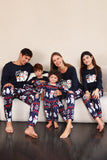Conjunto de pijama familiar navideño con estampado azul marino