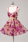 Vestido de fiesta corto con corsé floral blanco y lentejuelas