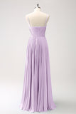 Fucsia Vestido de dama de Honor Largo con Escote Corazón