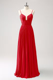 Fucsia Vestido de dama de Honor Largo con Escote Corazón