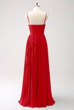 Fucsia Vestido de dama de Honor Largo con Escote Corazón