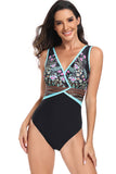 Trajes de baño de 2 piezas con estampado boho push up de tirantes halter de flores negras