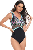 Trajes de baño de 2 piezas con estampado boho push up de tirantes halter de flores negras