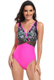 Trajes de baño de 2 piezas con estampado boho push up de tirantes halter de flores negras