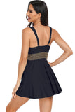 Traje de baño con detalle de costura Tankini Conjunto de bloques de color negro