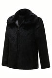 Ropa de abrigo de invierno de manga larga de piel sintética para hombre negro