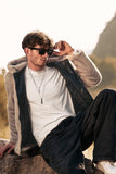 Sudadera con capucha de vellón con cremallera en color caqui Abrigo de invierno para hombre