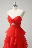 Vestido de fiesta largo naranja con abertura