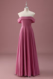 Desert Rose Off the Shoulder Chiffon A Line Junior Vestido de dama de honor