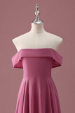 Desert Rose Off the Shoulder Chiffon A Line Junior Vestido de dama de honor
