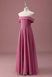 Desert Rose Off the Shoulder Chiffon A Line Junior Vestido de dama de honor