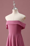 Desert Rose Off the Shoulder Chiffon A Line Junior Vestido de dama de honor