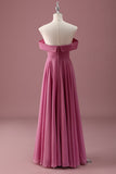 Desert Rose Off the Shoulder Chiffon A Line Junior Vestido de dama de honor