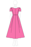 Fucsia A Line Mangas Abullonadas Vestido Madre de la Novia