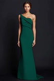 Vestido formal largo de sirena caqui de un hombro
