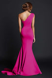 Vestido formal largo de sirena caqui de un hombro