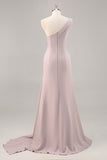 Vestido formal caqui largo sirena de un hombro