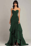 Vestido formal con volantes fruncidos marrón oscuro