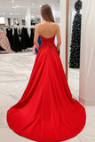 Vestido de fiesta de satén Princesa Rojo Novia con Apliques