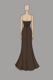 Jersey Café Vaina Vestido de Gala Fruncido Sin Tirantes