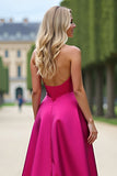 Fucsia palabra de honor A Line Prom Dress con abertura