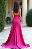 Vestido de fiesta con tirantes de espagueti fucsia