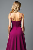 Vestido formal de tirantes de espagueti irregulares irregulares de color púrpura oscuro