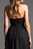 Vestido negro de tirantes de gasa de gasa A Line