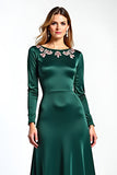 Vestido Madre de la Novia de Satén Rosa Scoop Scoop de Satén con Apliques
