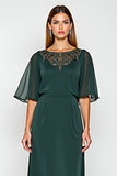 Vaina de pino Scoop medias mangas Vestido de gasa madre de la novia con apliques