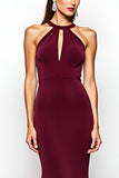 Vestido formal halter burdeos