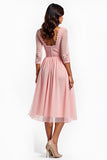A Line Blush Pink A Line Vestido de Novia Madre de la Novia de Encaje