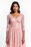 A Line Blush Pink A Line Vestido de Novia Madre de la Novia de Encaje