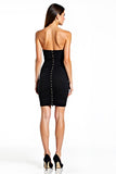Vestido corto negro ajustado sin tirantes