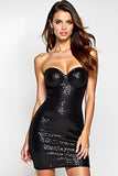 Vestido negro ajustado de lentejuelas sin espalda sin tirantes brillante