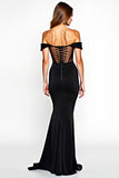 Vestido de corsé de sirena con hombro descubierto y corte