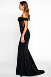 Vestido de corsé de sirena con hombro descubierto y corte