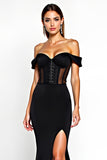 Vestido de corsé de sirena con hombro descubierto y corte
