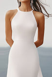 Vestido de novia largo blanco halter de gasa