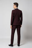 Trajes de hombre con solapa con muescas burdeos de 2 piezas slim fit