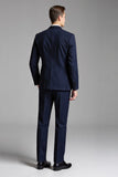 Traje de hombre con solapa con muescas azul oscuro de 3 piezas